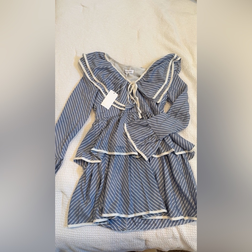 Blue Striped Longsleeve Dress